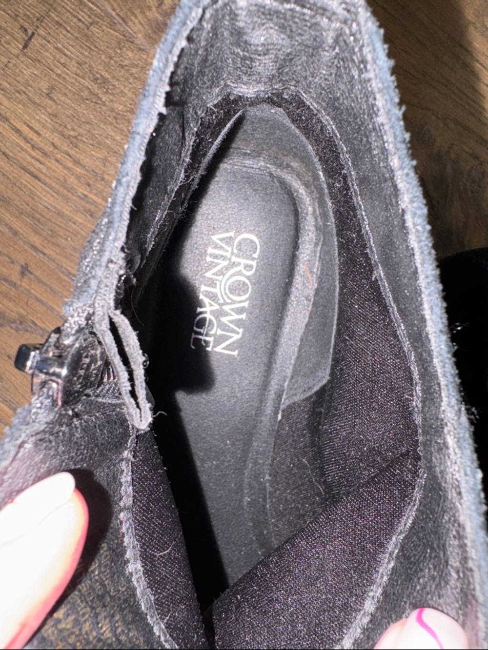 Crown Vintage Black Suede Ankle Boots 9.5 Side Zip Chukka Booties - Picture 2 of 8